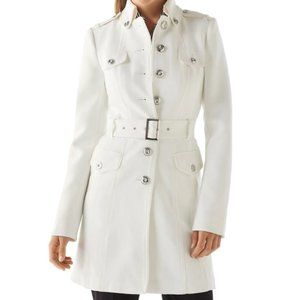 White House Black Market Ecru Military Coat